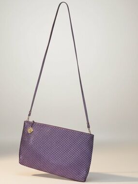 Whiting & Davis Vintage 80s Metal Mesh Shoulder Bag Purse Lilac Clutch Crossbody